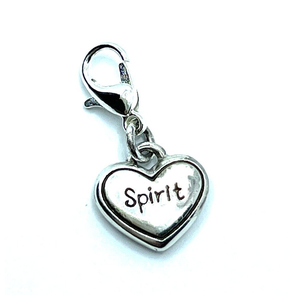 Brighton Spirit Heart Etching Around Inspirational Word Written Charm Silver